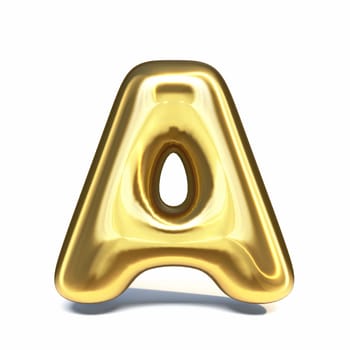 Golden font Letter A 3D rendering illustration isolated on white background