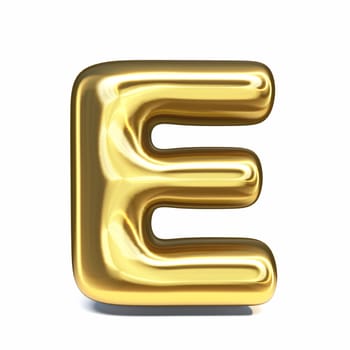 Golden font Letter E 3D rendering illustration isolated on white background