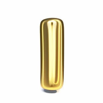 Golden font Letter I 3D rendering illustration isolated on white background