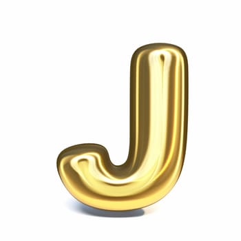 Golden font Letter J 3D rendering illustration isolated on white background