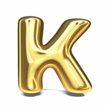 Golden font Letter K 3D rendering illustration isolated on white background