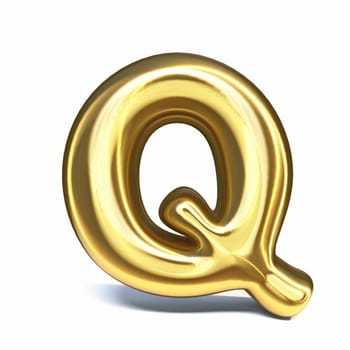 Golden font Letter Q 3D rendering illustration isolated on white background