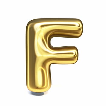 Golden font Letter F 3D rendering illustration isolated on white background