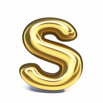 Golden font Letter S 3D rendering illustration isolated on white background