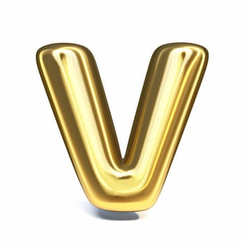 Golden font Letter V 3D rendering illustration isolated on white background