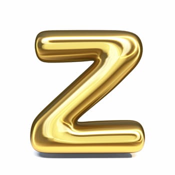Golden font Letter Z 3D rendering illustration isolated on white background