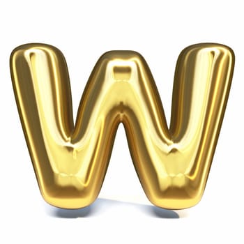 Golden font Letter W 3D rendering illustration isolated on white background