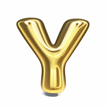 Golden font Letter Y 3D rendering illustration isolated on white background
