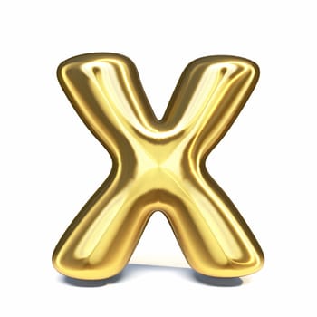 Golden font Letter X 3D rendering illustration isolated on white background
