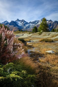 Scenic view of Swiss Alps near resort town of Zermatt