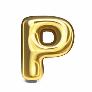 Golden font Letter P 3D rendering illustration isolated on white background