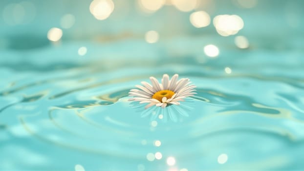 Chamomile flower floating in water. High quality photo
