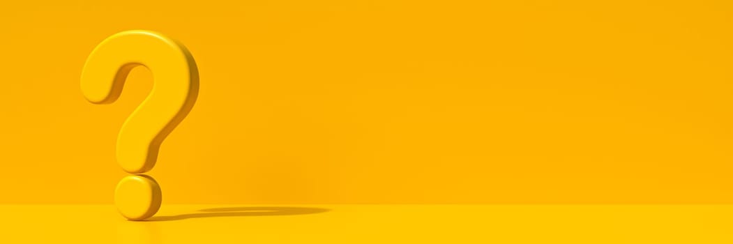 Question mark 3D render illustration isolated on yellow background