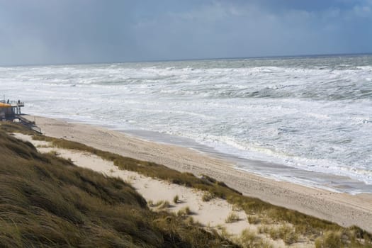 Coastal landscape of the island of Sylt after the storm surge