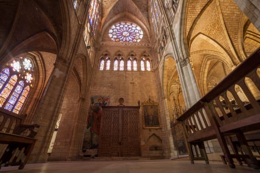 Leon, Spain - June 25th, 2019: Leon Cathedral side nave, also called The House of Light, Spain