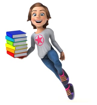 Fun 3D illustration of a cartoon teenage girl