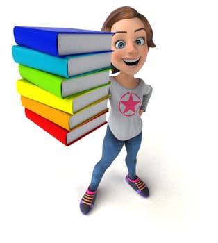 Fun 3D illustration of a cartoon teenage girl