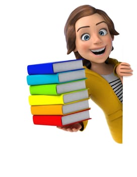 Fun 3D illustration of a cartoon teenage girl