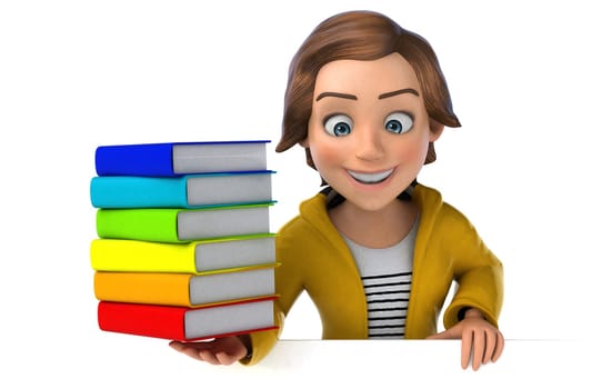 Fun 3D illustration of a cartoon teenage girl