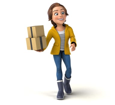 Fun 3D illustration of a cartoon teenage girl