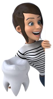 Fun 3D cartoon casual character woman
