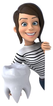 Fun 3D cartoon casual character woman