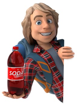 Fun backpacker cartoon guy