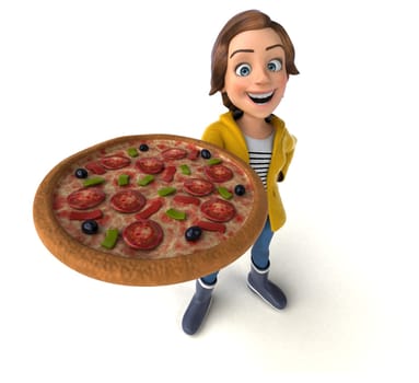 Fun 3D illustration of a cartoon teenage girl