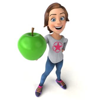 Fun 3D illustration of a cartoon teenage girl