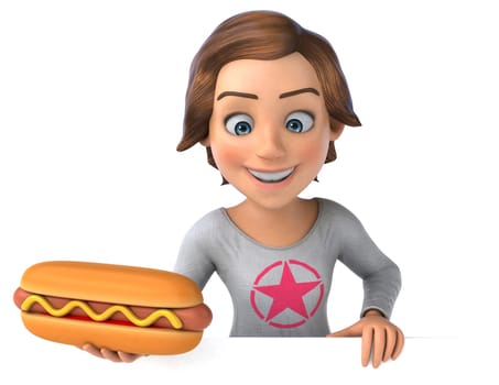 Fun 3D illustration of a cartoon teenage girl