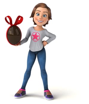 Fun 3D illustration of a cartoon teenage girl