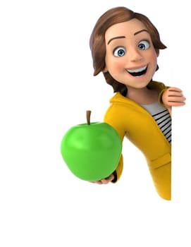 Fun 3D illustration of a cartoon teenage girl
