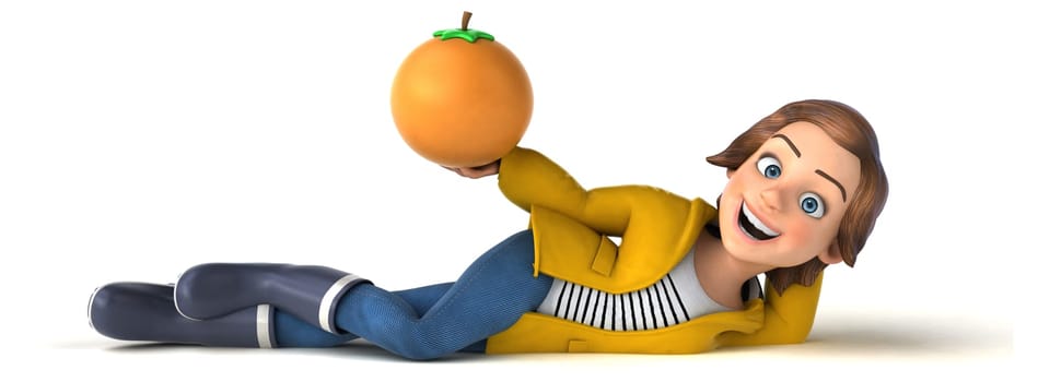 Fun 3D illustration of a cartoon teenage girl