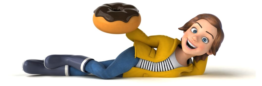 Fun 3D illustration of a cartoon teenage girl