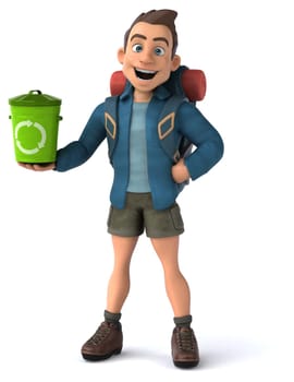 Fun illustration of a 3D cartoon backpacker