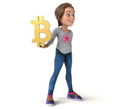 Fun 3D illustration of a cartoon teenage girl
