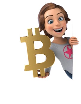 Fun 3D illustration of a cartoon teenage girl