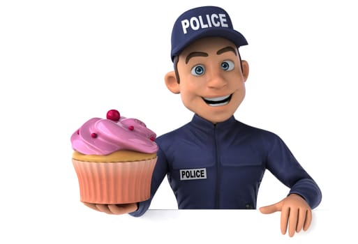 Fun 3D illustration of a cartoon Police Officer