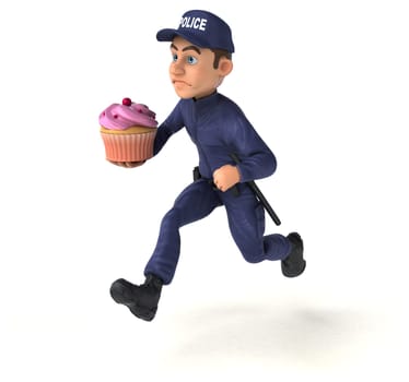 Fun 3D illustration of a cartoon Police Officer