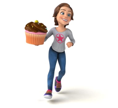 Fun 3D illustration of a cartoon teenage girl