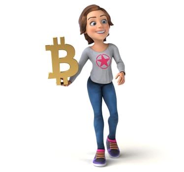Fun 3D illustration of a cartoon teenage girl