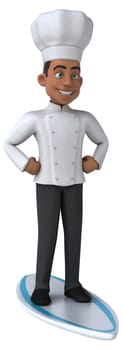 Fun 3D cartoon chef surfing