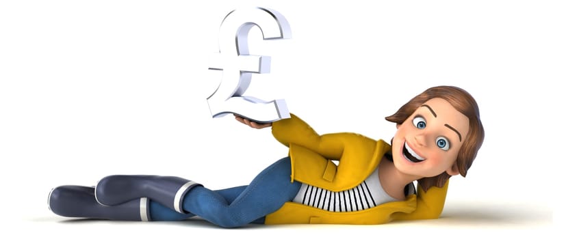 Fun 3D illustration of a cartoon teenage girl