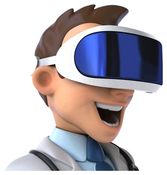 Fun 3D Illustration of a doctor with a VR Helmet