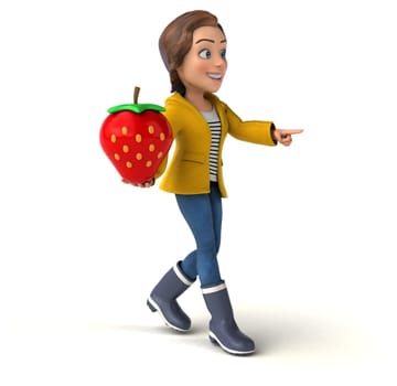 Fun 3D illustration of a cartoon teenage girl