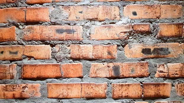 Vintage brick wall background. The red clay brick is beautiful, strong,suitable for decoration as a folk wall, used as a background image
