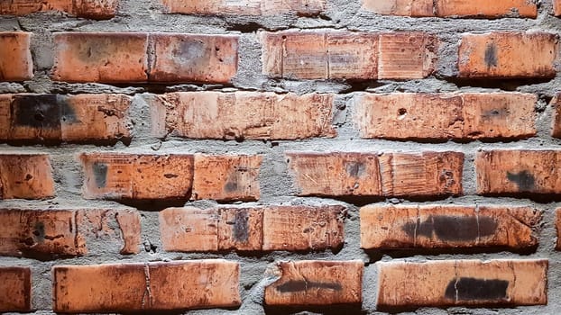 Vintage brick wall background. The red clay brick is beautiful, strong,suitable for decoration as a folk wall, used as a background image