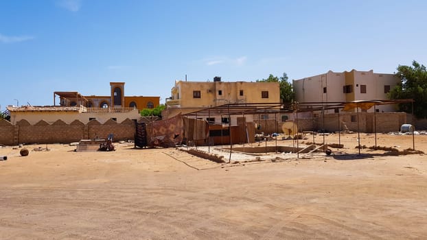 Egypt, Dahab - June 20, 2019: old house in Dahab Egypt. Bedouin village. Deserted empty village