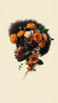 The woman's face profile is covered in bright colors. High quality photo