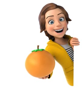 Fun 3D illustration of a cartoon teenage girl
